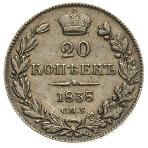 20 kopiejek 1838 / НГ, Petersburg, Bitkin 319, Adrianov...