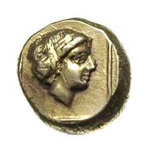Lesbos, Mytilene, hekte ok. 336 pne, Aw: Głowa młodego ...