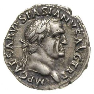 Wespazjan 69-79, denar 70, Rzym, Aw: Popiersie cesarza ...