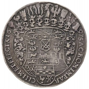 talar 1697, Drezno, Aw: Popiersie króla w prawo, Rw: Ta...