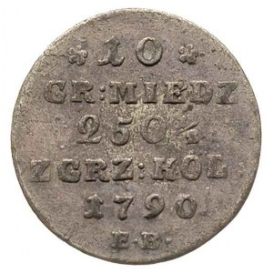 10 groszy miedzianych, 1790, Warszawa, Plage 235, patyn...
