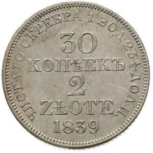 30 kopiejek = 2 złote 1839, Warszawa, Plage 378 ,Bitkin...