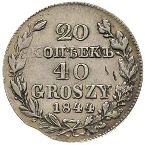 20 kopiejek = 40 groszy 1844, Warszawa, Plage 291, Bitk...