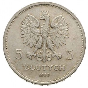 5 złotych 1930, Warszawa, Sztandar, Parchimowicz 115.a,...
