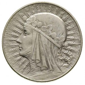 5 złotych 1932, Warszawa, Głowa kobiety - ze znakiem me...