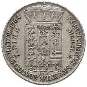 talar 1764, Drezno, Aw: Popiersie w prawo, Rw: Tarcza h...