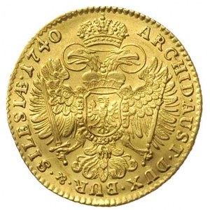 Karol VI 1711-1740, dukat 1740, Wrocław, Popiersie w pr...