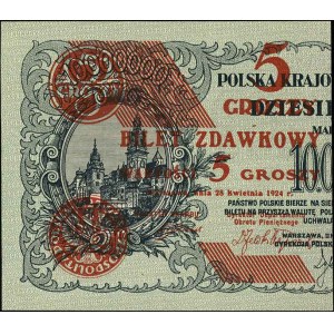 2 x 5 groszy 28.04.1924, lewa i prawa połówka, Miłczak ...