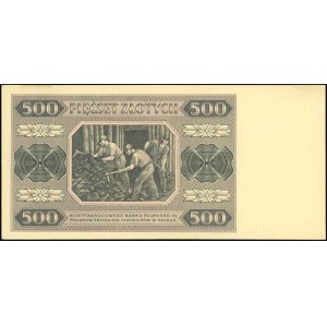 druk próbny 500 złotych 1.07.1948, sklejone przednia z ...