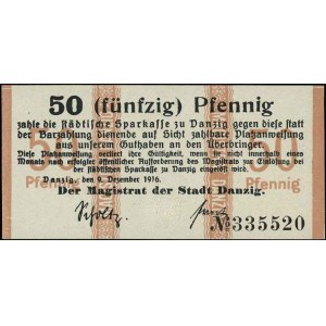 Gdańsk /Danzig/, 10 i 50 fenigów 9.12.1916, Grabowski D...