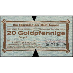 Sopot /Zoppot/, Sparkasse der Stadt, 20 goldfenigów, ni...