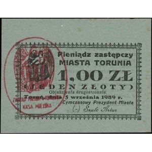 Toruń, 1 i 5 złotych 5.09.1939, Jabł. 4266 i 4267, raze...