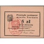 Toruń, 1 i 5 złotych 5.09.1939, Jabł. 4266 i 4267, raze...