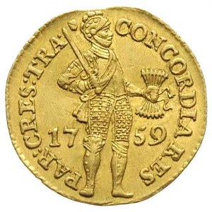Utrecht, dukat 1759, złoto 3.47 g, Delm. 965, Verk. 98....