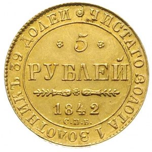 5 rubli 1842 / СПБ-АЧ, Petersburg, złoto 6.49 g, Bitkin...