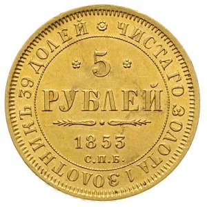 5 rubli 1853 / СПБ-АГ, Petersburg, złoto 6.56 g, Bitkin...