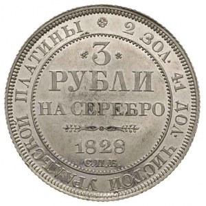 3 ruble 1828 / СПБ, Petersburg, platyna 10.32 g, Bitkin...