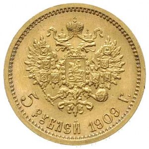 5 rubli 1909 / ЭБ, Petersburg, złoto 4.30 g, Kazakov 36...