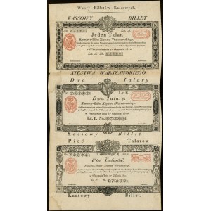 wzory biletów kasowych - 1, 2 i 5 talarów 1.12.1810, ca...