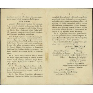 dekret królewski z 22.10.1830 o formie biletów złotowyc...