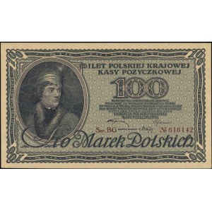 100 marek polskich 15.02.1919, seria BG, numeracja 6161...