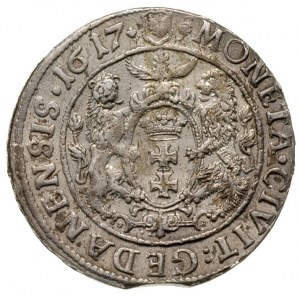 ort 1617, Gdańsk, maleńka rozetka kończy napis na awers...