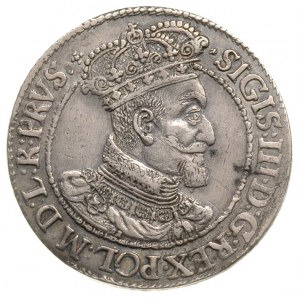 ort 1618, Gdańsk, dwukropek i rozetka kończą napis na a...