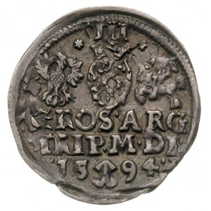 trojak 1594, Wilno, gwiazdki po bokach cyfry III, Iger ...