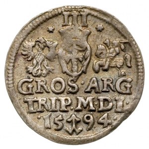 trojak 1594, Wilno, gwiazdki po bokach cyfry III, Iger ...