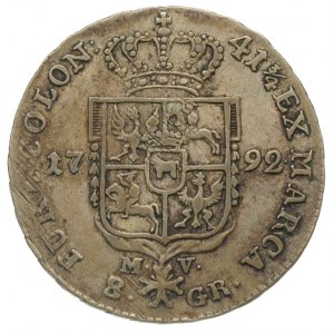 dwuzłotówka 1792, Warszawa, Plage 344, justowana, patyn...