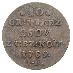 10 groszy miedzianych 1789, Warszawa, Plage 234, patyna