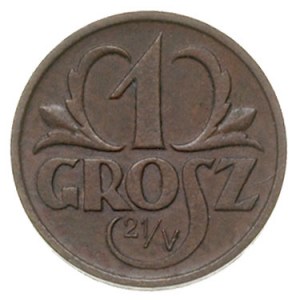  1 grosz 1925, Warszawa, pod napisem GROSZ data 21/V, b...