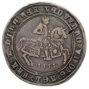 korona 1551, Aw: Król na koniu w prawo, Rw: Tarcza na t...