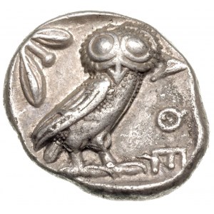 tetradrachma ok. 430 pne, Aw: Głowa Ateny w prawo, Rw: ...