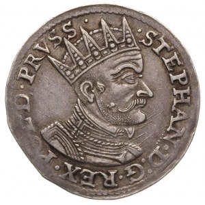 trojak 1579, Gdańsk, odmiana z siedmioma listkami na ga...