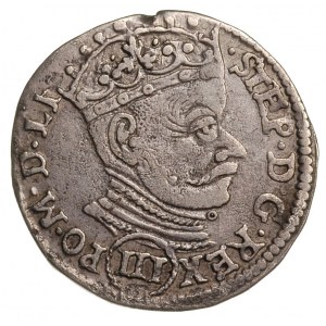 trojak 1580, Wilno, cyfra III w okrągłej tarczy pod pop...