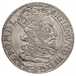 szóstak 1599, Malbork, rzadka odmiana z dużą głową król...