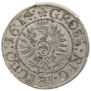 grosz 1614, Kraków, moneta w pudełku PCGS z certyfikate...