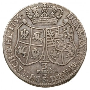 1/3 talara (1/2 guldena) 1755, Drezno, odmiana ze znaki...