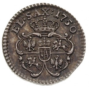szeląg 1750, Drezno, próbna odbitka w srebrze 1.93 g, A...