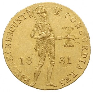 dukat 1831, Warszawa, złoto 3.48 g, rzadsza odmiana z k...