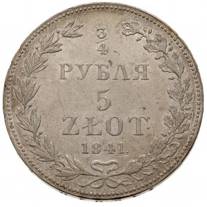 3/4 rubla = 5 złotych 1841, Warszawa, odmiana bez kropk...