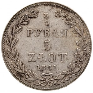 3/4 rubla = 5 złotych 1841, Warszawa, odmiana bez kropk...