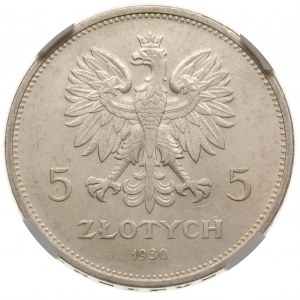 5 złotych 1930, Warszawa, Nike, Parchimowicz 114c, mone...