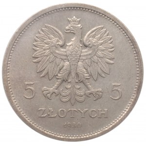 5 złotych 1930, Warszawa, Sztandar, Parchimowicz 115b, ...