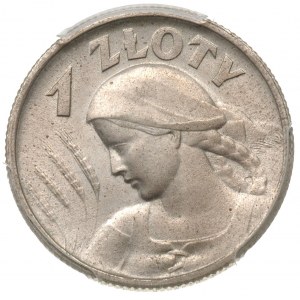 1 złoty 1925, Londyn, Parchimowicz 107b, moneta w pudeł...
