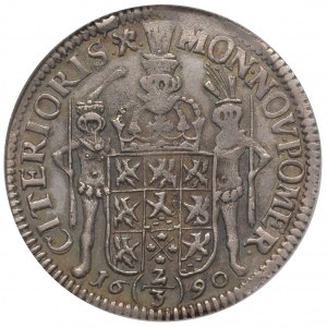 2/3 talara (gulden) 1690, Szczecin, odmiana napisu CARO...