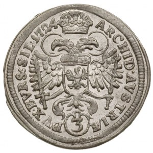 3 krajcary 1724, Wrocław, F.u.S. 874, bardzo ładne