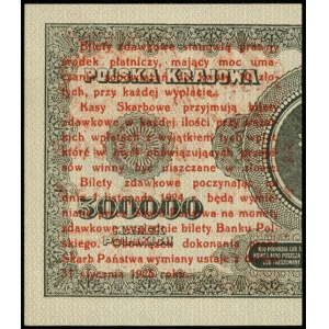 1 grosz 28.04.1924, nadruk na prawej części banknotu 50...