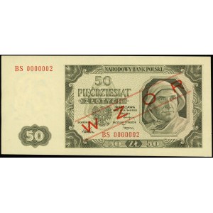 50 złotych 1.07.1948, seria BS, numeracja 0000002, po o...